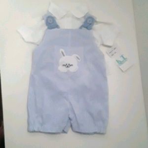 NWT KT Kids Overalls + 2 Button White Shirt 2pc